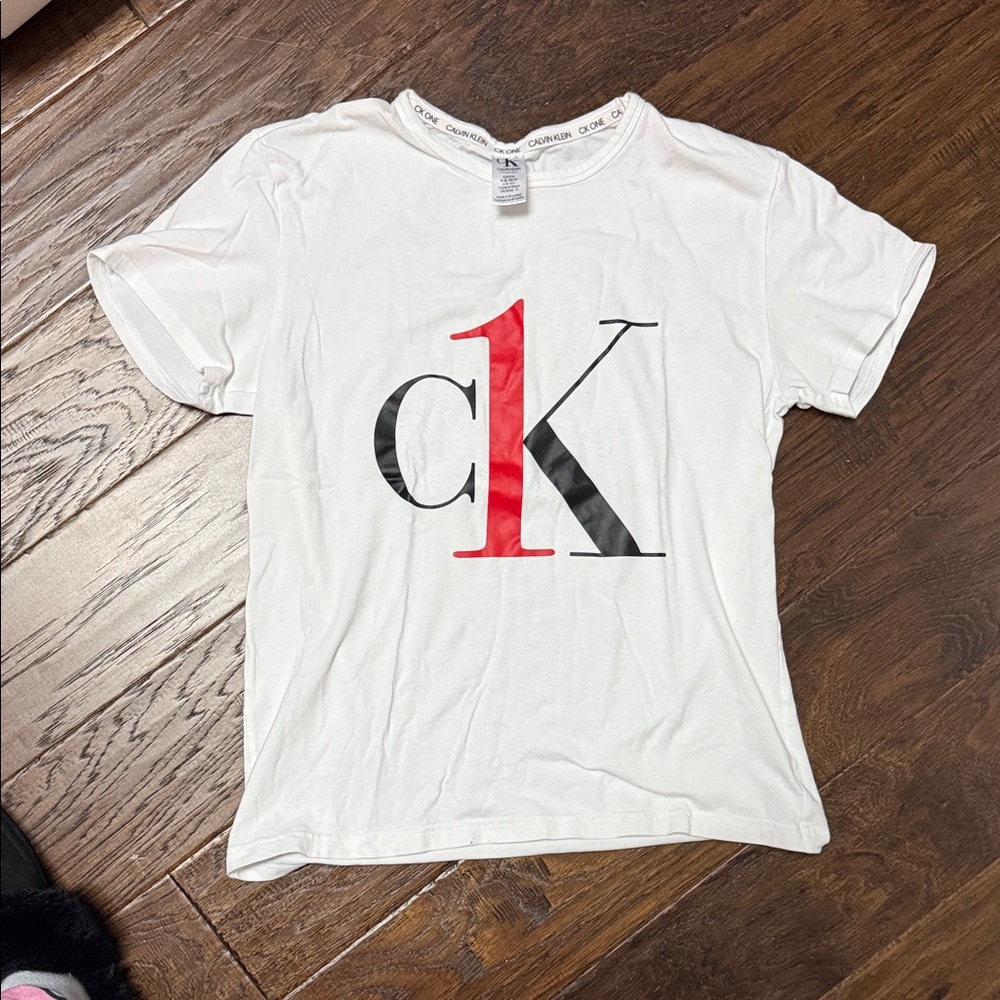 Calvin Klein Kids White Tee with Red and Black Logo